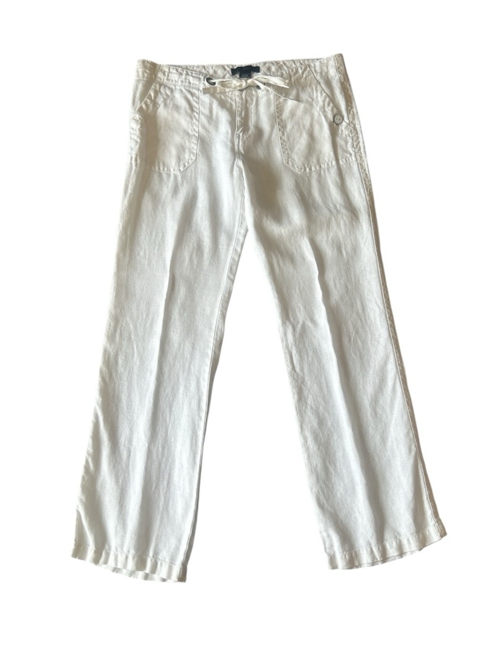 Sanctuary White Linen Drawstring Wide-Leg Pants